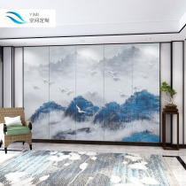 New Chinese hard bag TV background wall flower and bird mural 2019 custom bedside soft bag leather living room bedroom sofa