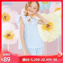 Love children spring love flower girl cotton comfortable pajamas home short sleeve top AK141R11
