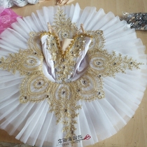 Girls Little swan dance performance costume Performance costume Ballet dance costume Childrens white yarn dress Princess tutu