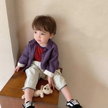 (paip home) 2021 spring boys cardigan long sleeve jacket casual trousers set color Korean ins style