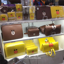 LINE FRIENDS Brown bear leather computer bag shoulder bag backpack storage bag Clutch bag Wash cosmetic bag