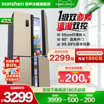 Rongsheng 432 liters cross four-door refrigerator household door-to-door thin air-cooled frost-free inverter official