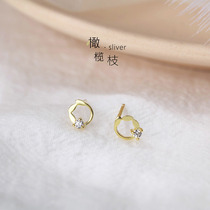 S925 pure silver delicate earnail female day system wind small mini ear decorated leaves olive branch Japan-ROK ear bone stud earrings