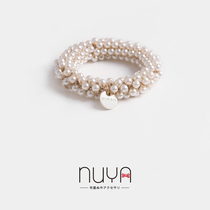 nuya pearl hair rope Korean Net red head rope tie hair Hairband female new sweet leather band Girl Cute