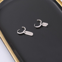 s925 Pure Silver Lucky Ear Buckle Woman Temperament Retro Cool Wind Minima Personality Asymmetry Design Lucky Earrings