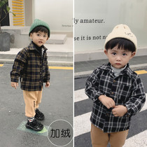 Boys autumn and winter clothes childrens plaid long-sleeved shirts childrens shirts boys and babies winter clothes foreign gas