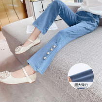 Girl Jeans Spring Autumn Season Long Pants 2022 New Ocean Gas Tide Han Fan Tong Fairy Pants Children Spring Loaded Pants