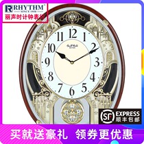 Japan Lisheng watch living room bedroom retro music timekeeping European creative personality Quartz wall clock 4MH865