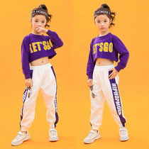 New Years Day Childrens Costumes Girls Jazz Dance Costume Fashionable Long-sleeved Navel Catwalk Fashion Clothes Fashion Street Dance Suit