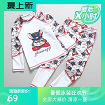 South Korea Han Fan childrens swimsuit Boys in childrens cartoon long-sleeved trousers warm surf suit boys swimwear tide