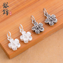 925 sterling silver DIY accessories plum flower pendant handmade beaded woven red rope bracelet necklace jewelry
