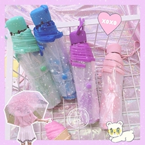 Fully automatic romantic cherry blossom umbrella transparent trifold art South Korean tree shade umbrella folding long handle umbrella for boys and girls