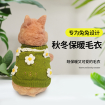 Rabbit clothes pet rabbit clothes autumn and winter warm sweater cute 21 years new little flowers grandma color two feet