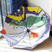Graffiti umbrella folding umbrella Sunscreen and UV protection sunny and rainy dual-use sun umbrella Three-fold umbrella female parasol personality male