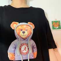 Cartoon Little Bear pretty Hee design base shirt fashion women ins breathable T-shirt thin summer tide