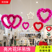 Tanabata shop decorations Valentines Day jewelry store creative love pendants five-pointed star pendant ornament star window layout