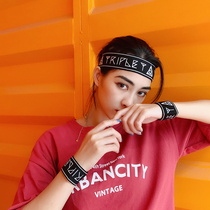 Thin sports hair band wristband three-piece student performance activities for men and women hip-hop street dance Harajuku style childrens hair accessories