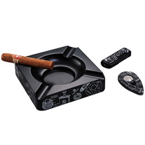 CIGARLOONG cigar ashtray set with cigar lighter cigar shears stainless steel three-piece set