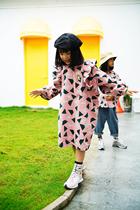 OMIOMI autumn new design foreign style full print geometric lace sleeve loose Korean girls dress