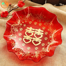 Fruit plate wedding wedding fruit plate Red happy plate living room fruit plate dried fruit melon seeds wedding supplies