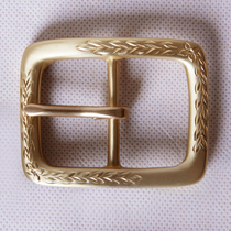Hand carved pure brass needle buckle ; vegetable leather belt pure hand polished men punching leads