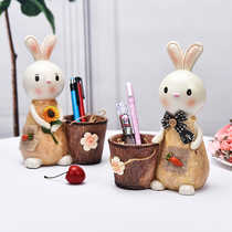 Creative multi-function pen holder piggy bank Cartoon Rabbit Office desktop decoration ornament Teacher Childrens Day gift