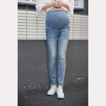 Spell out the perfect spring Korean version of maternity jeans belly pants pants base cotton bib pants clearance
