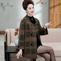 Mother dress Spring-autumn wool knit cardio-hoodie in elderly womens clothing jacket 50-60-year-old Gats up for overweight coat