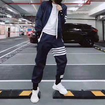 Silver Childrens Day Thom Browne Classic TB Four-bar striped beampants men and women sports nylon waterproof pants