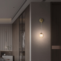 All copper Nordic light luxury bedroom bedside wall lamp modern simple room aisle corridor living room wall crystal light fixture