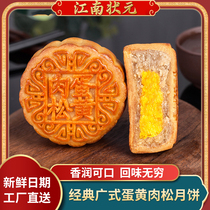  Jiangnan champion egg yolk meat floss mooncake Cantonese Mid-Autumn Festival mooncake small snacks Bulk 100g mooncake group purchase wholesale