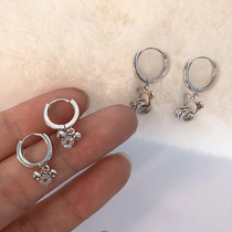 Cute small pendant short earrings 925 sterling silver simple earrings female exquisite Joker earrings