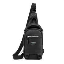 Large capacity USB charging chest bag Multi-function mens shoulder oblique cross-bag Womens multi-layer storage chest bag small backpack