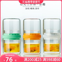 Glass Tea Cup Home Filter Flower Tea Cup Transparent Bubble Tea Cup Office Water Cups Heat Resistant Glass Cups