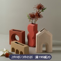 Italian minimalist model room Nordic design TV ceramic flower vase ornaments living room Flower Arrangement Vase decoration
