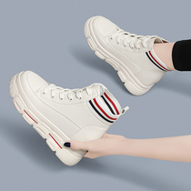Thick-bottom heightened muffin womens shoes 2020 autumn and winter plus velvet new casual boots Joker White Martin boots