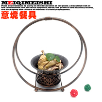 Round iron basket special tableware Hotel Restaurant Club farmhouse personalized utensils artistic conception dish creative chef supplies