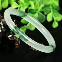 Myanmar natural ice species floating jade color ultra-fine round strip girl thin strip jade bracelet womens jade bracelet