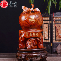 Seeking Ancient Yellow Flowers Pear Wood Carvings of Ping An Fugui Apple Pendulum Pieces Solid Wood Engraving Handicraft Home Adornment Gift