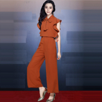 Counter womens 2020 new summer star Fan Bingbing catwalk fashion temperament slim long jumpsuit tide