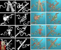 Dark Eight Immortals and Eight Treasures Set of Backrest Puzzle Material jdp Relief Grayscale Wood Carving Computer