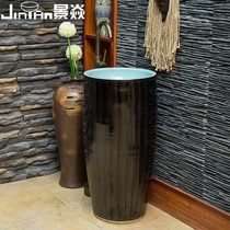 Jinglong Simple Vintage Column Basin Floor to Floor Ceramic Washbasin Basin Integrated Art Column Washbasin