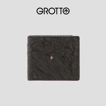 GROTTO music couple wallet Italian hand rub sheepskin retro simple short thin leather handmade wallet