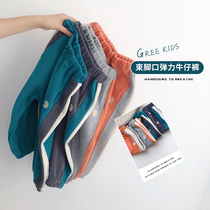 Special) Korea 2020 Autumn Childrens small daisy embroidery side lace sweatpants thick bright casual pants