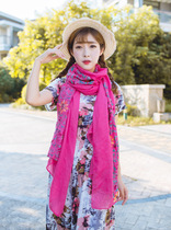 2019 Spring Summer Cotton Linen Scarves Shawl Embroidered Silk Scarves Art Blue Scarves Women Winter Flowers India Nepal