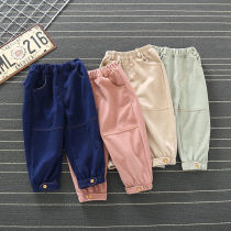 Children's pants for boys and girls fall winter 2021 new foreign style casual wear children's spring and autumn Korean pants