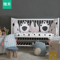 Zhihe ins crib bed circumference soft bag pure cotton anti-collision splicing fence retaining cloth Childrens retaining baby curtain four seasons