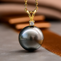 Xinlun 18K gold rabbit peacock green Tahiti black pearl pendant necklace seawater single send girlfriend