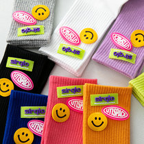 Smiley Face Socks Female Midbarrel Socks Spring Spring Summer Cotton ins Chauffins Shot stockings Summer slim Lots of cute Japanese Stocking Socks