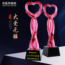(Love is boundless)High-grade glass trophy custom ancient lettering medals annual meeting awards commemorative mold opening custom